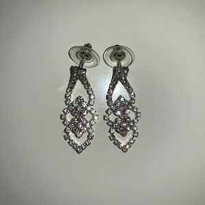 Silver, dangle, diamond earrings